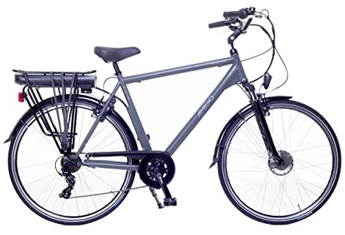 Bicicletas eléctrica : Amigo E-Active – Bicicleta eléctrica para hombre – Bicicleta eléctrica de 28 pulgadas – Bicicleta para hombre con 7 velocidades Shimano – Adecuado a partir de 165 – 170 cm – Gris