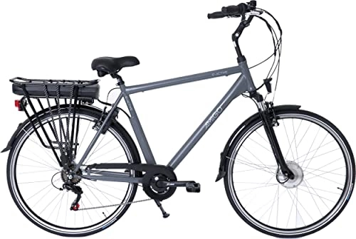 Bicicletas eléctrica : Amigo E-Active – Bicicleta eléctrica para hombre – Bicicleta eléctrica de 28 pulgadas – Bicicleta para hombre con 7 velocidades Shimano – Adecuado a partir de 175 – 185 cm – Gris