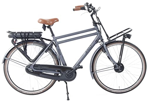 Bicicletas eléctrica : Amigo E-Strong T2 - Bicicleta eléctrica para hombre - Bicicleta eléctrica de 28 pulgadas - Bicicleta para hombre con 3 velocidades - Adecuado a partir de 185 – 190 cm - Gris