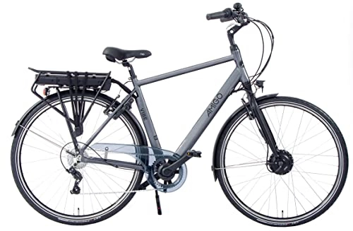 Bicicletas eléctrica : Amigo E-Vibe D1 - Bicicleta eléctrica para hombre - Bicicleta eléctrica de 28 pulgadas - Bicicleta para hombre con 7 velocidades Shimano - Adecuado a partir de 175-180 cm - Gris