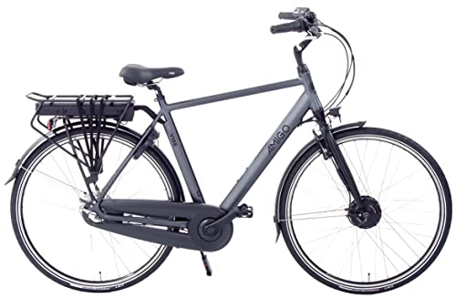 Bicicletas eléctrica : Amigo E-Vibe S1 – Bicicleta eléctrica para hombre – Bicicleta eléctrica de 28 pulgadas – Bicicleta para hombre con 3 velocidades Shimano – Adecuado a partir de 180 – 185 cm – Gris