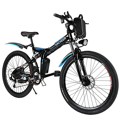 Bicicletas eléctrica : ANCHEER Ae 1 E-Bike, Unisex Adulto, 26 Pulgadas, Color Blanco, 36 V, 8 Ah, 26