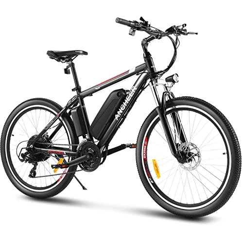 Bicicletas eléctrica : ANCHEER Bicicleta Electrica 36V 12.5 Ah, Bicicleta Electrica Montana 26 Pulgadas, Motor 250W 34N.m, Shimano 21 Velocidades