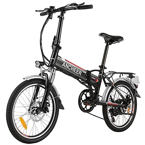 Bicicletas eléctrica : ANCHEER Bicicleta Electrica Plegable 250W, Batería Extraíble 36V 8Ah, Bicicleta Eléctrica Urbana 20 Pulgadas, Shimano de 7 Velocidades