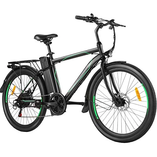 Bicicletas eléctrica : ANCHEER eBike Bicicleta eléctrica de 19"con batería de Litio para Adultos Shimano de 21 velocidades, 42 V, 10 Ah