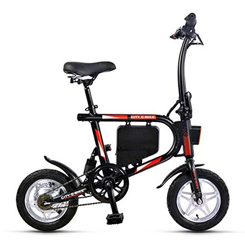 Bicicletas eléctrica : AOLI Bicicleta plegable eléctrica, bicicleta eléctrica Adulto Dos Ruedas Mini Pedal del coche eléctrico con iluminación LED de la batería de litio Bici Al Aire Libre Aventura, Negro