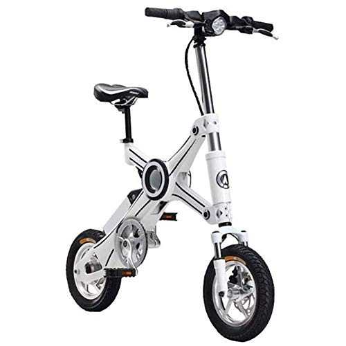 Bicicletas eléctrica : AOLI Bicicleta plegable eléctrica, de aleación de aluminio-Dos Ruedas Mini Pedal del coche eléctrico ultraligero batería de litio de la batería portátil Vespa Adulto Recorrido de la bicicleta, Blanco