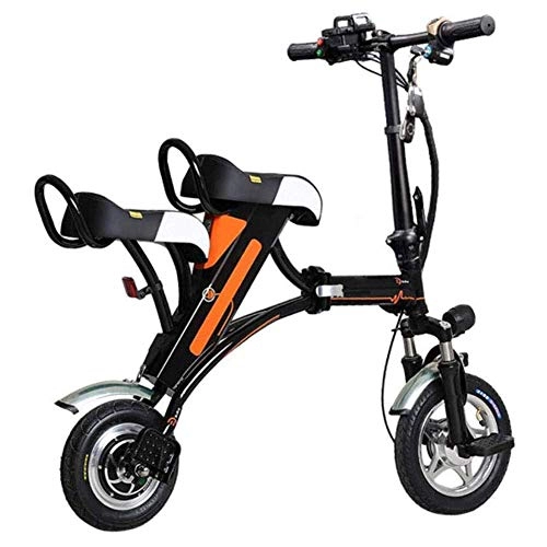 Bicicletas eléctrica : AOLI Bicicleta plegable eléctrico, chasis de aleación de aluminio ligero plegable Ciudad de bicicletas batería de litio ciclomotor de dos ruedas Mini Pedal del coche eléctrico Aire libre Aventura, Neg