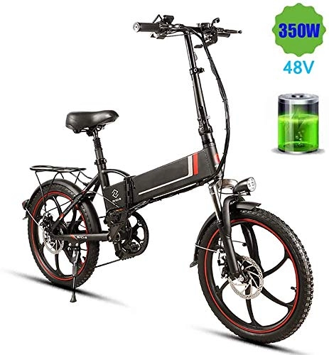 Bicicletas eléctrica : AQWWHY Bicicleta elctrica Plegable Negro E-Bici del Motor de 350W 48V 10.4AH de Iones de Litio Pantalla LED E-MTB for Adultos Hombres Mujeres