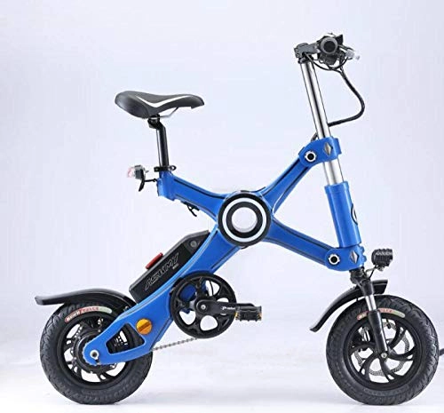 Bicicletas eléctrica : ASKMY 12 Pulgadas 250 W Bicicleta Plegable batera de Litio Bicicleta elctrica Mini Bicicleta Plegable E-Bicicleta Plegable rpido con un Clic-Azul_10, 4 A