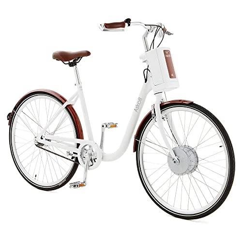 Bicicletas eléctrica : ASKOLL Eb1 Bicicleta eléctrica, Unisex Adulto, Color Blanco / Marrón, L