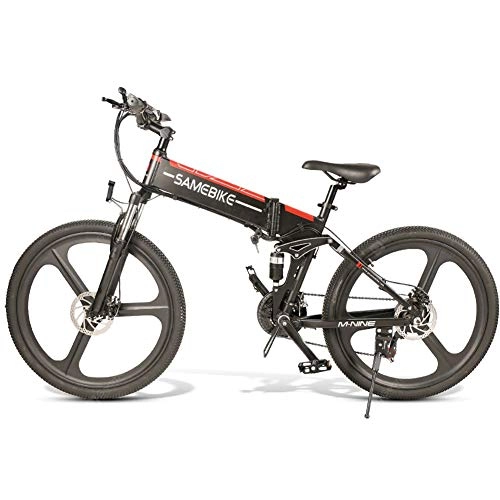 Bicicletas eléctrica : ASTOK Bicicleta Elctrica Plegable, Ebike Plegable 350W con Rueda de 26 Pulgadas, Batera de Litio 48V 10.4Ah y Suspensin, Engranaje de 21 Velocidad