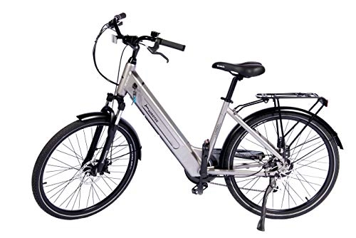 Bicicletas eléctrica : Aurotek Bicicleta Eléctrica de Paseo Silver, Adultos Unisex, Gris, 26"