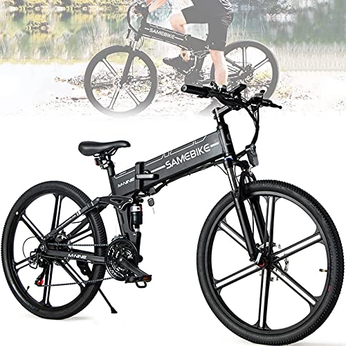 Bicicletas eléctrica : Auto parts Bicicleta Eléctrica de 26 Pulgadas, Bicicleta Eléctrica Plegable con Motor de 500W, Bicicleta Eléctrica Foldable para Adultos, 35 km / h, batería de Iones de Litio de 48V 10AH E-Bike, Black