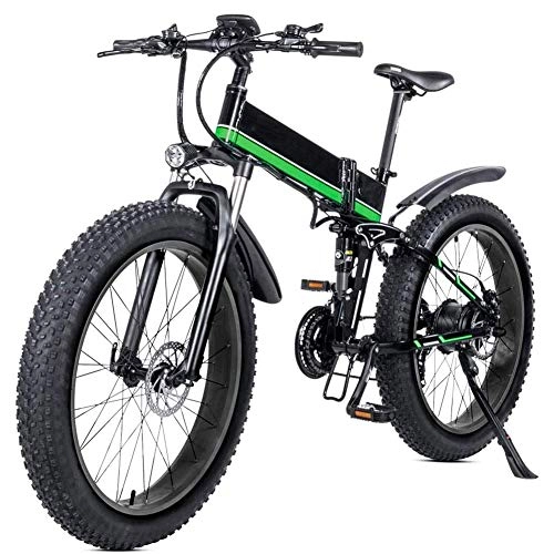 Bicicletas eléctrica : AYHa Bicicleta eléctrica de montaña para adultos, bicicleta eléctrica de viaje plegable de 26 pulgadas, neumático de grasa 4.0, batería de litio extraíble de 21 velocidades con asiento trasero, motor