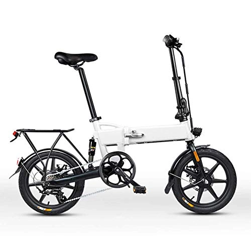 Bicicletas eléctrica : AYHa Bicicleta eléctrica plegable para adultos, 6 velocidades, 250 W, 16 pulgadas, viaje, bicicleta eléctrica con frenos de disco dobles extraíbles de iones de litio de 36 V, 7, 5 Ah / 10, 5 Ah, con as