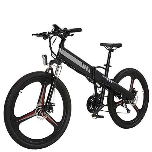 Bicicletas eléctrica : AYHa Bicicleta eléctrica todoterreno de montaña, motor de 400 W, marco de aleación de aluminio, 26 pulgadas, adultos, plegable, de viaje, bicicleta eléctrica, freno de disco hidráulico, 27 velocidade