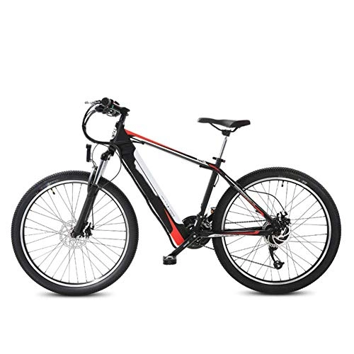 Bicicletas eléctrica : AYHa Montaña Off-Road bicicleta eléctrica, velocidad 27 400W 26 pulgadas adultos frenos de desplazamiento E-bici 48V Ocultos batería extraíble de doble disco con Asiento de atrás, rojo