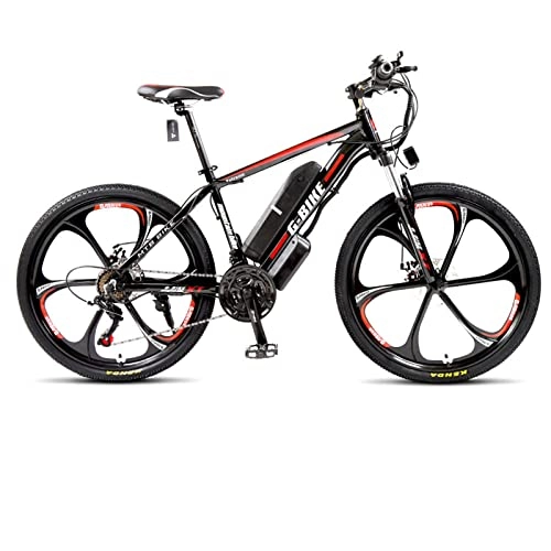 Bicicletas eléctrica : AZXV Bicicleta eléctrica de montaña, suspensión de Acero Altamente Carbono MTB Bicicleta, 21 velocidades, Rueda de 27 Pulgadas, Freno de Doble Disco Antideslizante, para