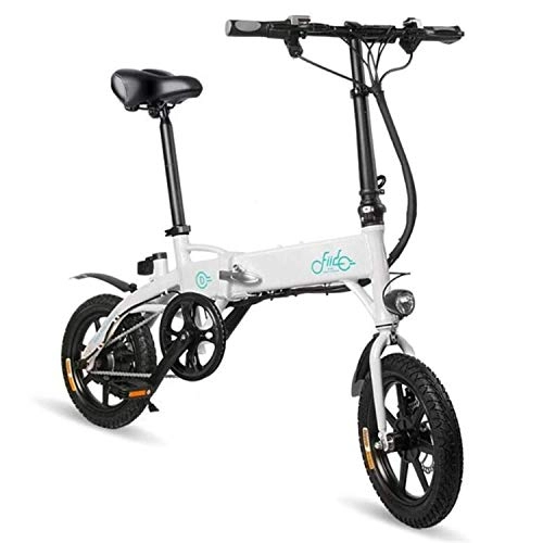 Bicicletas eléctrica : BABIFIS Bicicleta elctrica Plegable, Plegable Bicicleta elctrica, 250W 10.4Ah Plegable Bicicleta elctrica, aleacin de Aluminio de 14 Pulgadas porttil White