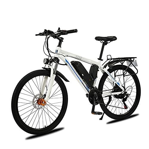 Bicicletas eléctrica : BAHAOMI Bicicleta Eléctrica 26" 21 velocidades Bicicleta de montaña eléctrica para Adultos 3 Modos de Trabajo E-Bike Batería de Litio extraíble, Blanco, 48V10AH 500W