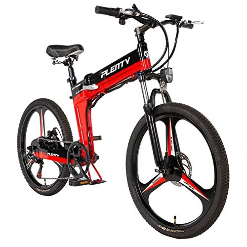 Bicicletas eléctrica : BAIYIQW Bicis Electricas Mujer Ebike para Adulto (24 Pulgadas) Batería de Litio de 48 VA / Motor de Alta Velocidad de 350 W / 3 Modos de conducción / Peso 19 kg, Carga 140 kg, Rojo, 48V / 12.8AH / 120km