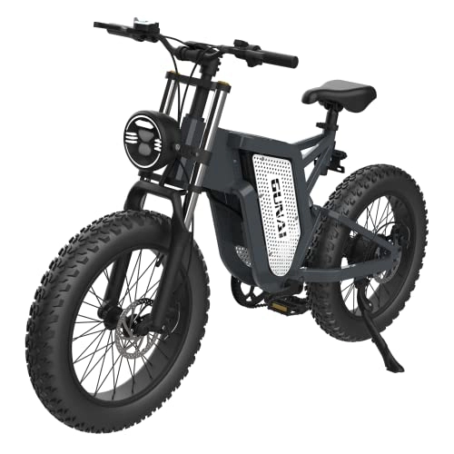 Bicicletas eléctrica : BAKEAGEL Bicicleta Eléctrica Fat Tire， Bicicleta de Montaña para Hombres Y Mujeres de 20"con Batería de Iones de Litio Extraíble de 48V 25AH Y Sistema de Cambio Shimano de 7 Velocidades