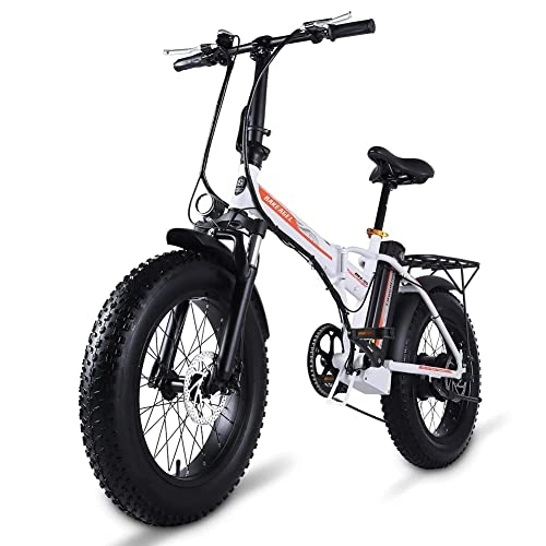 Bicicletas eléctrica : BAKEAGEL Bicicleta Eléctrica Plegable con Neumáticos Gruesos, Bicicleta Eléctrica con Batería de Iones de Litio de 48V y 15Ah, con Engranajes de Transmisión Profesionales de 7 Velocidades