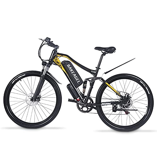 Bicicletas eléctrica : BAKEAGEL Bicicleta Eléctrica Plegable de 27, 5'' / Bicicleta Elédtrica para Adultos, con Frenos de Disco Delanteros y Traseros y Shimano con Cambio de 7 Velocidade Bicicleta de Montaña Eléctrica