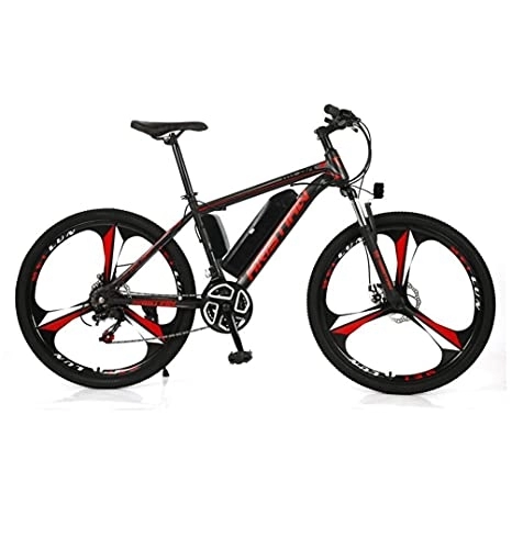 Bicicletas eléctrica : Batería de Litio eléctrica Bicicleta Bicicleta de montaña 26 '' LED Velocidad Variable para Adultos Bicicleta asistida de 21 velocidades batería 36V350W (Color:Red, Size:10AH)