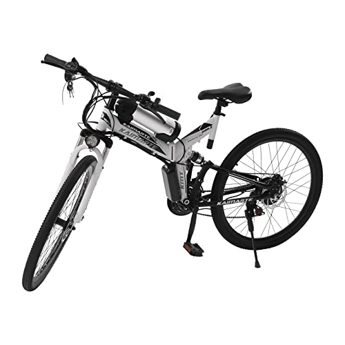 Bicicletas eléctrica : Bathrena Bicicleta eléctrica E Bike, 26 pulgadas, plegable, 21 velocidades con batería de 10 mA-36 V para una distancia de 20 – 30 km – con LED, capacidad de carga de 120 kg