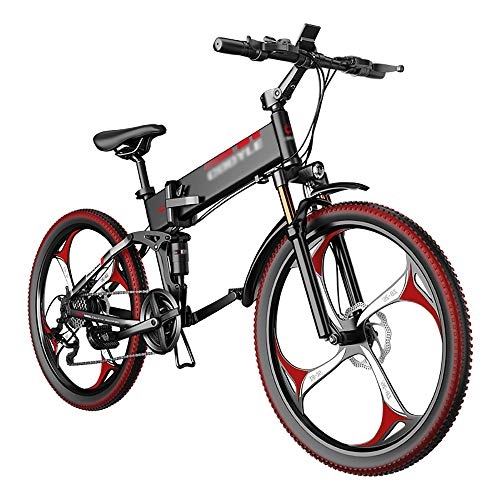 Bicicletas eléctrica : BDTOT Bicicleta eléctrica Urbana de Trekking 400W, Batería 48V E-Bike Sistema de Transmisión de 21 Velocidades con Amortiguadores Completos y Cronómetro Inteligente