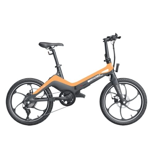 Bicicletas eléctrica : Behumax - Bicicleta eléctrica E-Urban 790 Orange, Motor de 250 W, Ruedas de 20 Pulgadas, Modelo Plegable, con Faro led Delantero y Sistema de Velocidad Ajustable