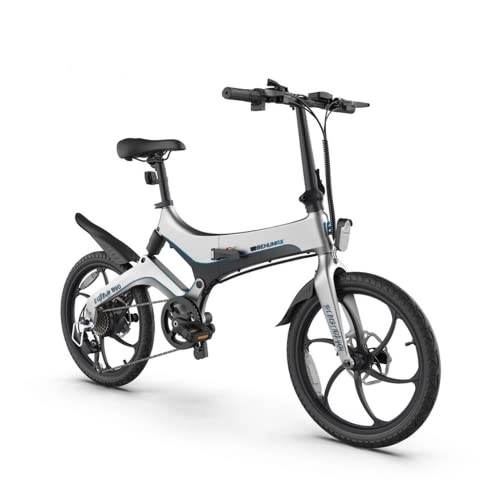 Bicicletas eléctrica : Behumax Bicicleta eléctrica E-Urban 890 Silver, Motor de 250 W, Bici Plegable, Ruedas de 20 Pulgadas, Bici electrica de Ciudad para Adulto con bateria de Larga duración y extraíble.