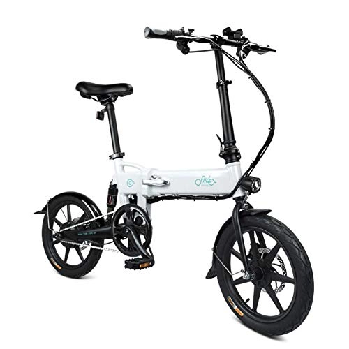 Bicicletas eléctrica : Bettying Bicicleta elctrica Plegable FIIDO D2 Ebike con Motor de 250 W, luz Delantera LED, neumtico de Goma Inflable de 16 Pulgadas, Carga til de 120 kg para Adultos (7.8Ah Blanco)