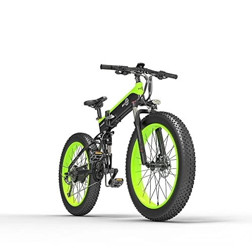 Bicicletas eléctrica : Bezior Bicicleta Electrica X1500 para Adultos, Plegable 26 "x 4.0 Fat Tire Bicicleta Eléctrica, 48V 12.8Ah Batería de Litio Extraíble, Bicicleta de Montaña Eléctrica 27 Velocidades Gear Ebikes