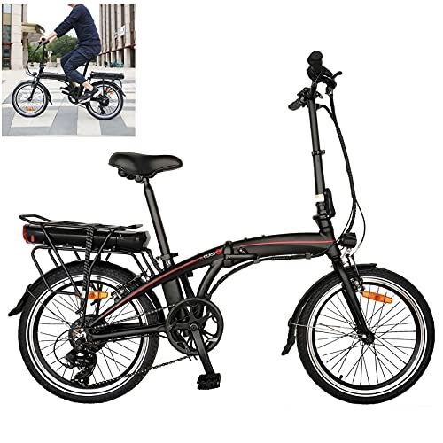 Bicicletas eléctrica : Bici electrica Plegable 20 Pulgadas Engranajes de 7 velocidades Batería de 50 a 55 km de autonomía ultralarga Cuadro Plegable de aleación de Aluminio Adultos Unisex Compañero Fiable para el día a día