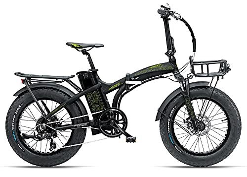 Bicicletas eléctrica : Bicicleta 20 eléctrica Aso Pedal asistido Fat Bike Armony 250 W Negro-Verde