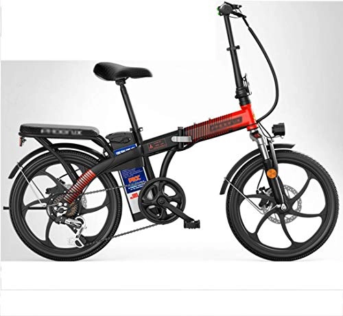 Bicicletas eléctrica : Bicicleta cómoda Batería de Litio Ciclomotor Bicicleta eléctrica Plegable Una Rueda para Hombres y Mujeres Batería de Movilidad Batería pequeña extraíble Freno de Disco Dual portátil