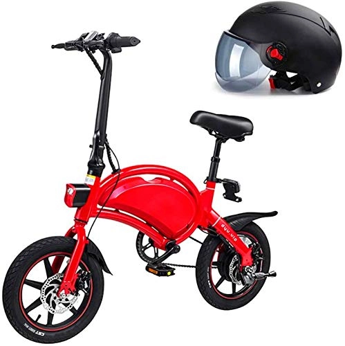 Bicicletas eléctrica : Bicicleta de ciudad eléctrica plegable, hasta 25 km / h, bicicleta de velocidad ajustable, ruedas de 14 pulgadas, batería de litio de 36 V / 10, 4 Ah, bicicleta eléctrica para padres e hijos unisex par