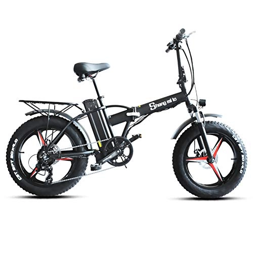 Bicicletas eléctrica : Bicicleta de ciudad eléctrica SHIMANO 7 velocidades 500W 48V 15Ah 20Inch Plegable eléctrico integrado Fat Tire Bicicleta de montaña con batería de litio y pantalla LCD para hombres y mujeres (Negro)