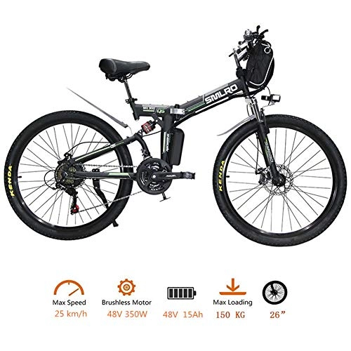 Bicicletas eléctrica : Bicicleta de Montaa elctrica de 26 Pulgadas con batera de Iones de Litio extrable de Gran Capacidad (48V 350W), Bicicleta elctrica de 21 velocidades y Tres Modos de Funcionamiento