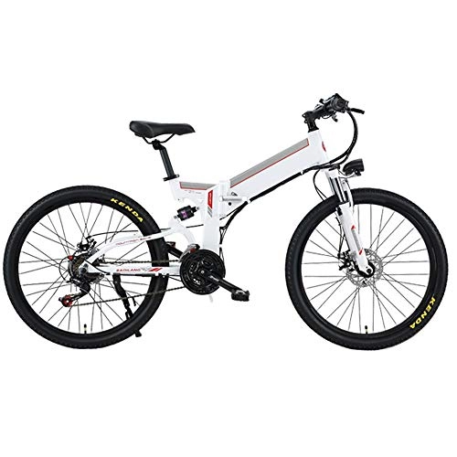 Bicicletas eléctrica : Bicicleta de montaña elctrica Batera de Litio 48V Batera de Bicicleta Plegable Coche Adulto Antes y despus Frenos de Disco mecnicos 26 Pulgadas