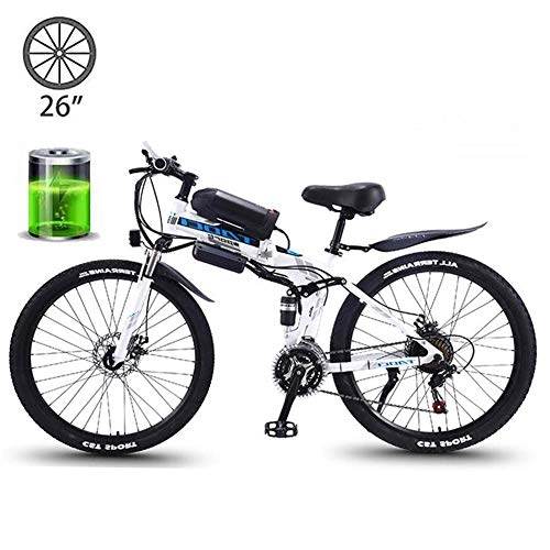 Bicicletas eléctrica : Bicicleta de Montaña Eléctrica 26'' E-Bike 350W Batería de Iones Litio 36V 13AH Faro LED MTB 21 Velocidades para Adultos Hombre Mujer (Azul)