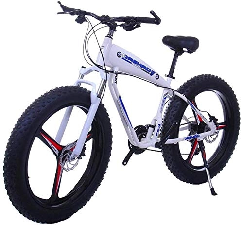 Bicicletas eléctrica : Bicicleta de montaña eléctrica 26 pulgadas Fat Tire E-Bike 21 / 2427 Velocidades Beach Cruiser Deportes MTB Bicicletas Bicicleta de nieve Batería de litio Frenos de disco (Color: 15Ah, Tamaño: Blanco)