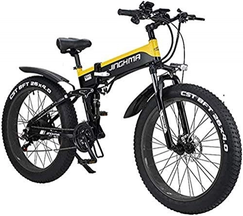 Bicicletas eléctrica : Bicicleta de montaña eléctrica Bicicleta eléctrica plegable para adultos de 26 pulgadas 48V 500W 12.8AH Diseño de batería oculta, adecuada para 21 palancas de cambio y tres modos de trabajo (Color: Am