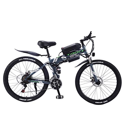 Bicicletas eléctrica : Bicicleta de montaña eléctrica de 26 ", plegable, freno de doble disco para adultos y bicicleta de montaña de suspensión completa, batería de litio, instrumento LCD inteligente de 21 / 27 velocidades