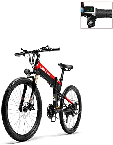 Bicicletas eléctrica : Bicicleta de montaña eléctrica para Adultos de 26 Pulgadas, Cola Suave, batería de Litio de 36 V, Bicicleta eléctrica, Marco de aleación de Aluminio Plegable, 21 velocidades (Color: B)