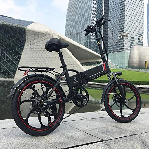 Bicicletas eléctrica : Bicicleta de Montaña Eléctrica Plegable Batería Iones de Litio 350W 48V 10AH Pantalla LED Doble Freno de Disco Velocidad Máxima 32 Km / H (Negro)