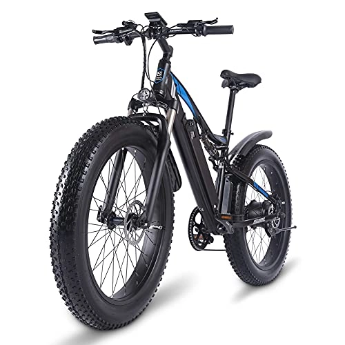 Bicicletas eléctrica : Bicicleta de montaña eléctrica Shengmilo para Adultos 1000W 48V 17Ah batería Semi-integrada Horquilla de suspensión Ligera Bicicleta eléctrica de neumáticos Gruesos